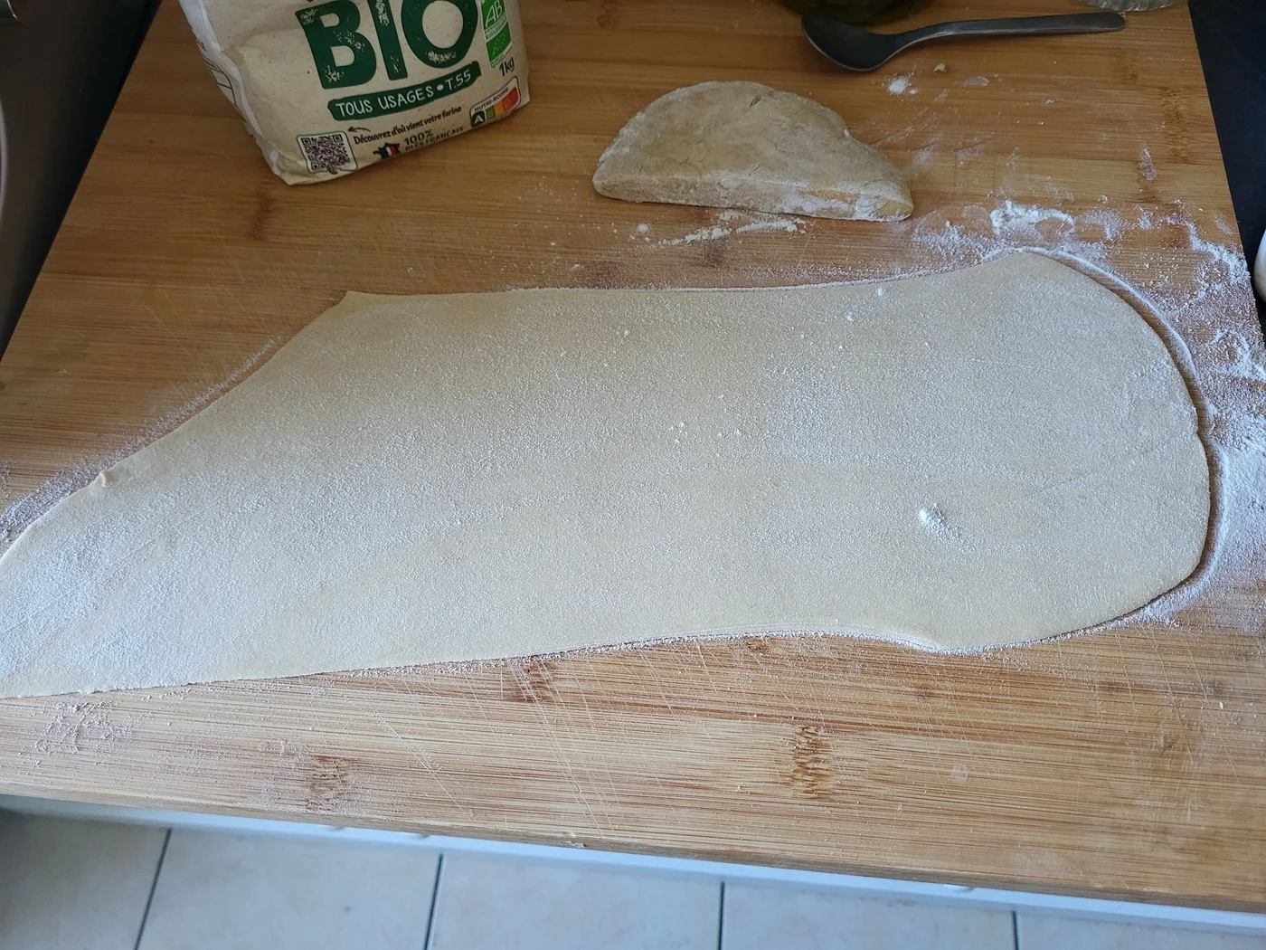Pâte à pâtes étalée