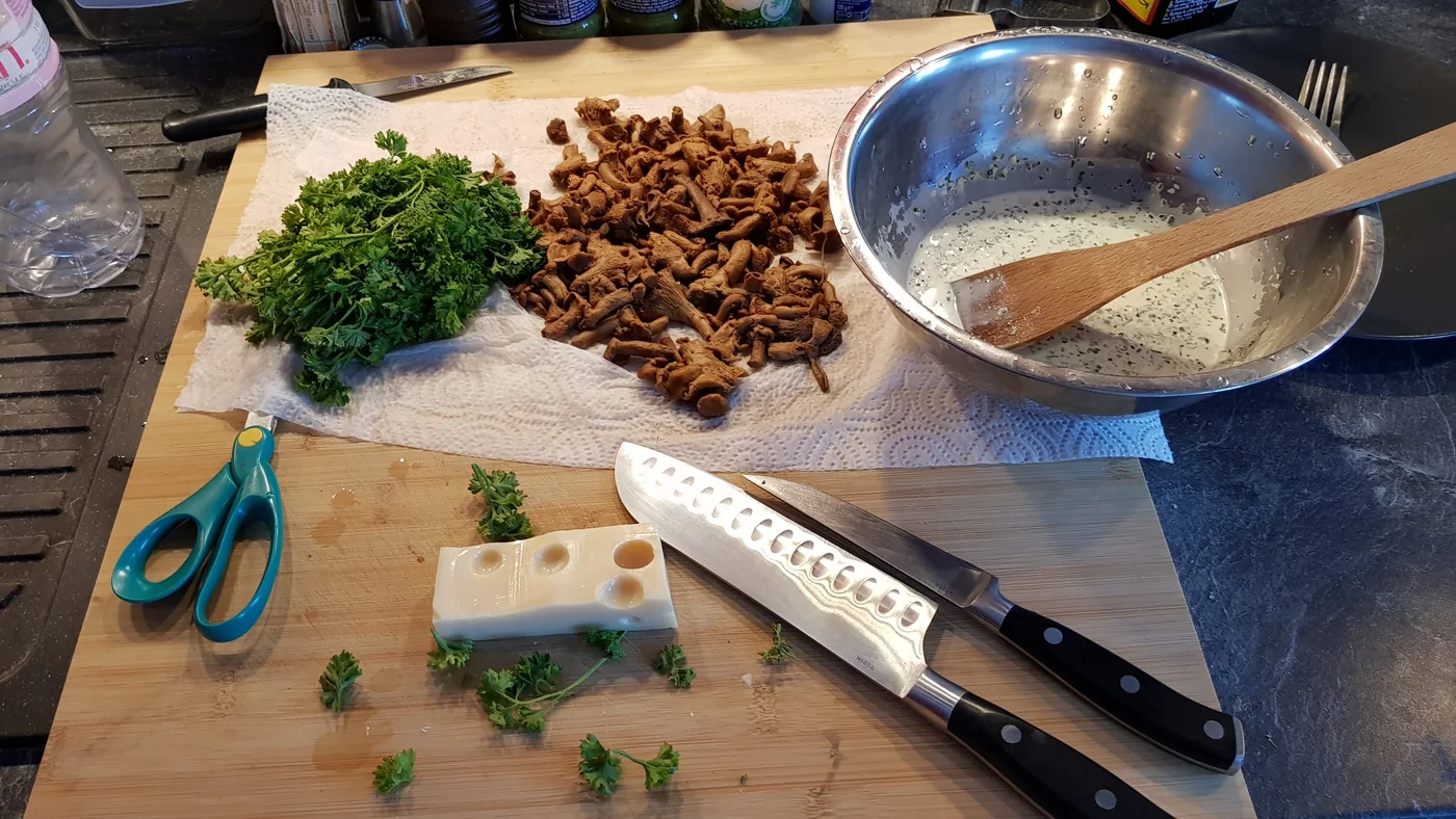 Ingrédients champignons et persil